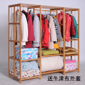 简易衣柜家用卧室房p用小型简约现代收纳楠竹实木组合大号衣橱