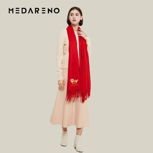 本命年生肖加厚保F暖中國(guó)紅年會(huì)定制logo圍脖 紅色圍巾男女秋冬季