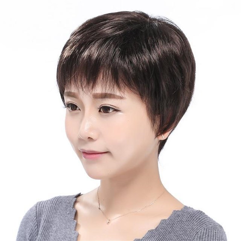 时尚假发女士短k直发薄透气干练型中老年妈妈假发套假发奶奶