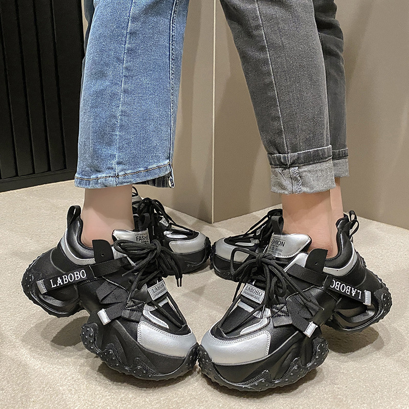 超厚底男女鞋内增高10cm8老爹鞋春季情侣款透气松糕鞋子大码41-43