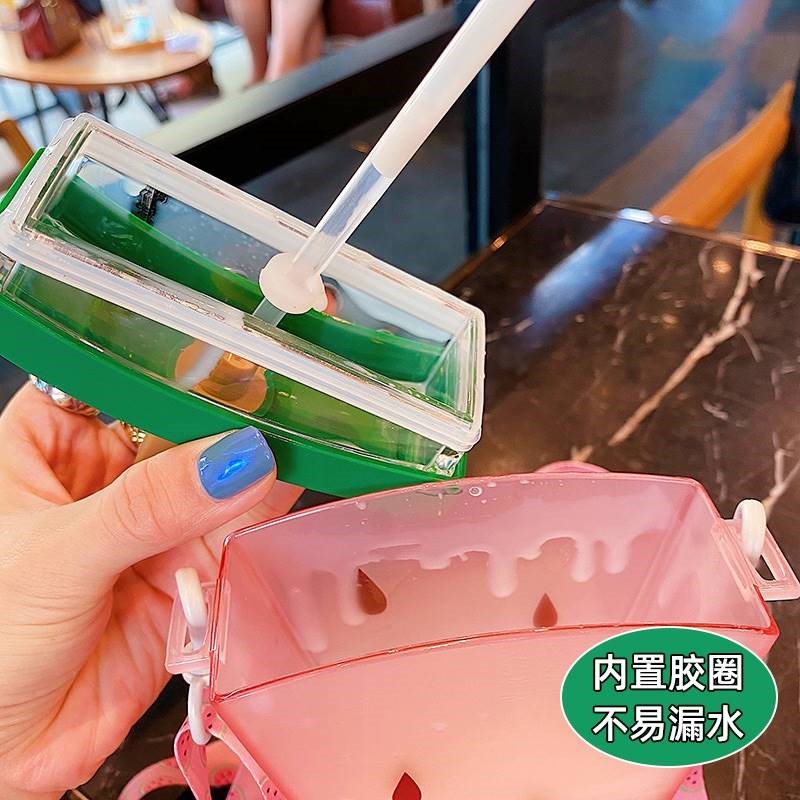 网红儿童水杯f夏季女可爱夏天便携吸管杯雪糕西瓜水壶Z冰淇淋杯子