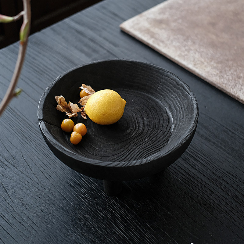 久伴侘寂风实木托盘水果盘茶盘圆形客厅餐厅桌面民宿装饰摆件日式,餐饮具,餐用托盘,淘宝优惠券,粉丝福利购,淘宝优惠卷