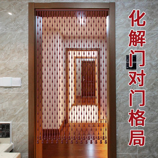 门帘家用隔断帘客厅玄关卧室卫生间免打孔挂帘子 桃木葫芦珠帘中式