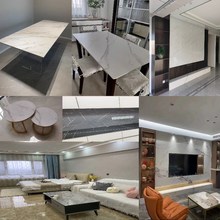 岩板定制圆形h餐桌定制简约现代转盘圆J桌茶几大理石台面定做桌面