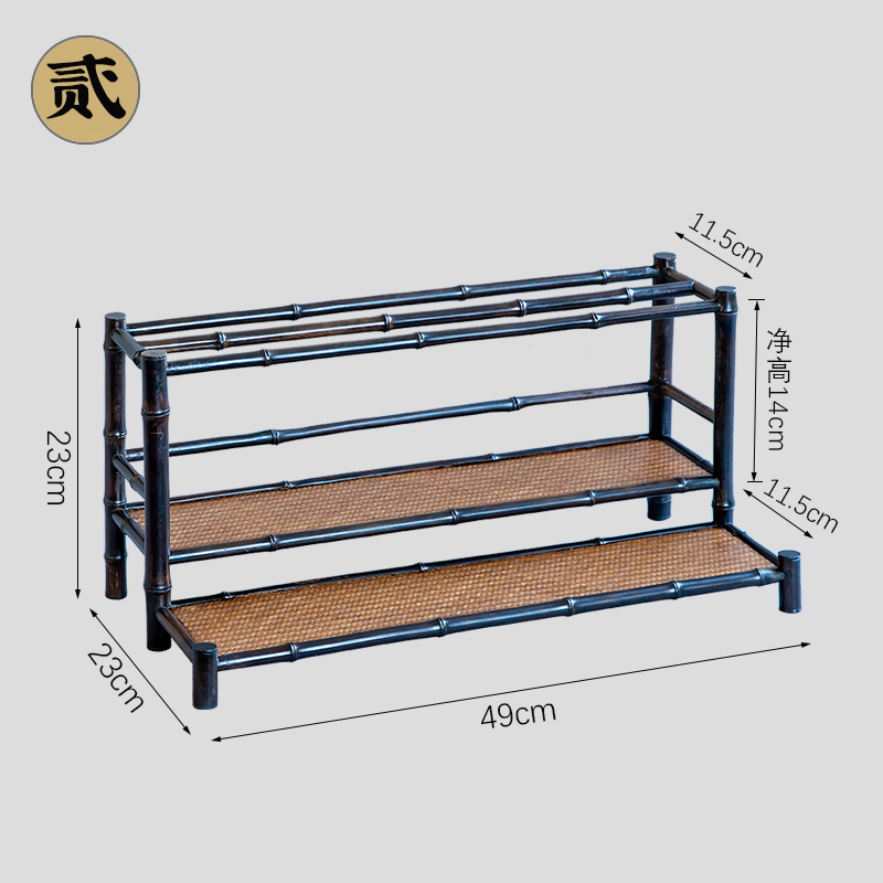 速发新品艳库b/大漆茶具收纳层架双层茶杯架子壶架茶桌置物架文玩