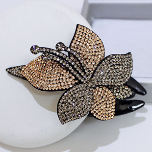 水钻花朵发饰发夹后脑勺t大号鸭嘴夹发卡头饰夹子盘头发的饰品