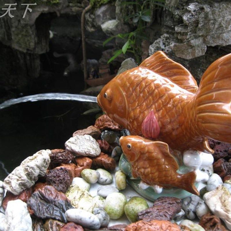 陶瓷喷水锦鲤鱼h园林摆件庭院假山盆景花园鱼池家居流水招财装饰,家居饰品,流水摆件,淘宝优惠券,粉丝福利购,淘宝优惠卷