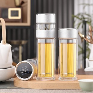 茶水分离泡茶杯两用男便携商务水杯双层过滤喝茶玻璃杯子