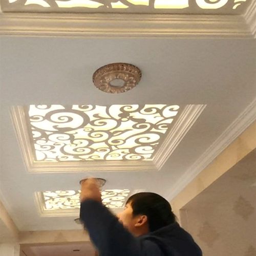 雕花板镂空悬吊式天花板pvc隔断客厅过道走廊玄关通花格屏风中式