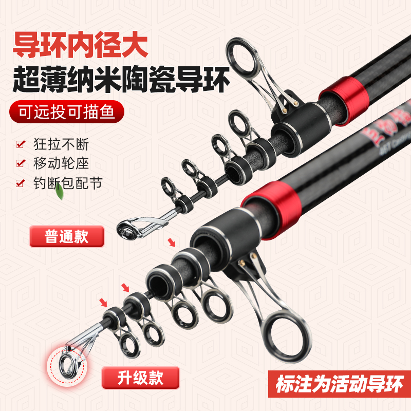 远投竿超硬海竿长节巨物锚鱼竿超轻超硬碳素防缠线远投.竿可视锚