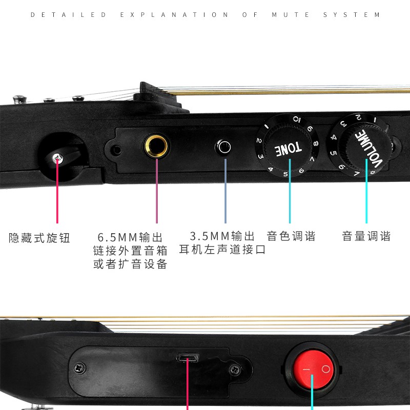 旅行电箱吉他静音便携小折叠男女生初学I者练习无声古典民谣电吉