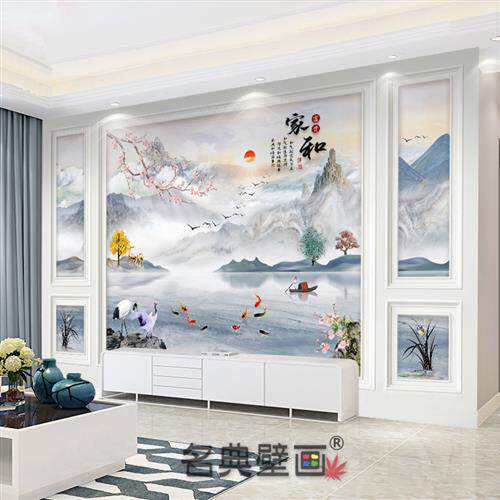 新款电视背景墙壁纸自粘壁纸2023新款影视墙壁画客厅装饰壁布大气