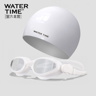 蛙咚泳镜泳帽套装 女防水防雾高清大框G游泳眼镜硅胶泳帽男游泳装