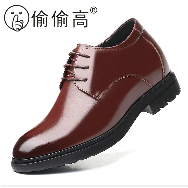 冬加绒男士增高鞋8cm内增高男鞋6cm商务I正装休闲皮鞋10cm结婚厚