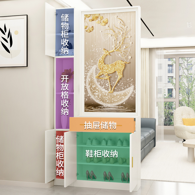 屏风隔断客厅简约现代进门入户双面D实木置物架酒柜正对大门玄关
