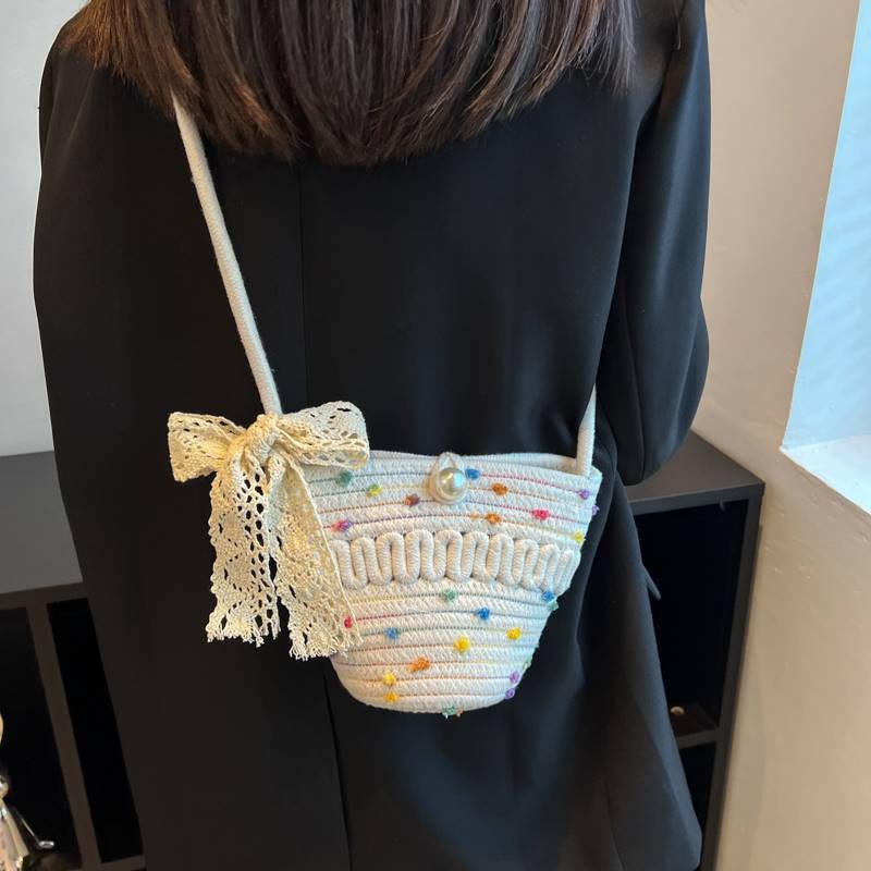 文艺小包包女草编包沙滩编织包女包斜挎小包海边草包2023新款森系