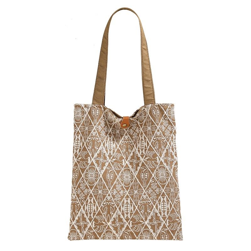 枫外夏天单肩包女2024新款百搭高级感帆布袋大容量包包设计感小众