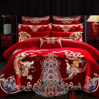 八件套床上e用红色刺绣枕套结婚双人床4件套婚庆四件套十件套床品,床上用品,婚庆床品套件,淘宝优惠券,粉丝福利购,淘宝优惠卷