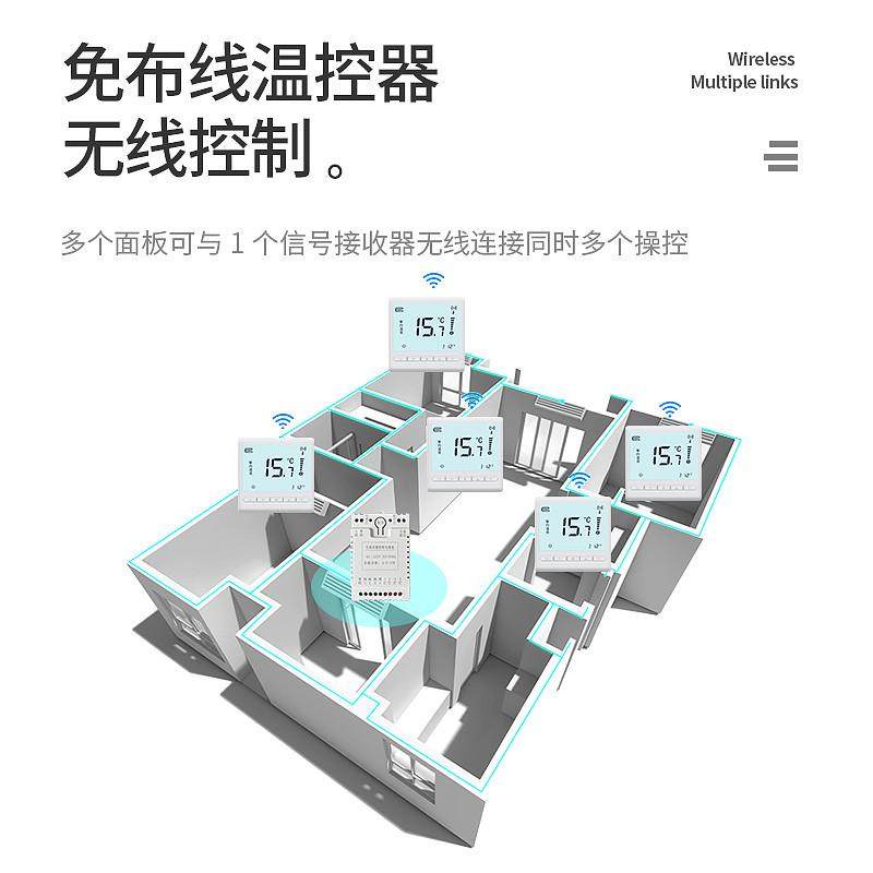 免布线水地暖壁挂炉中央空调温控器控制面板风机盘管无线线控器,电子/电工,空调控制面板,淘宝优惠券,粉丝福利购,淘宝优惠卷