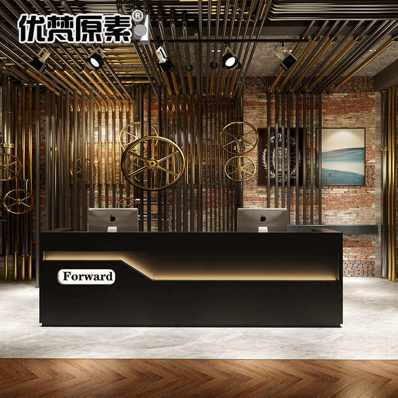 收银台定制商用理发店接待台台球店前台工业风柜台烧烤店酒吧吧台