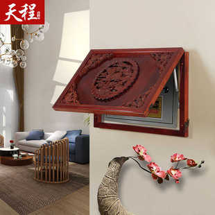新中式木雕实木挂件配电箱贴画客厅电表箱装饰画免打孔竖版款遮挡