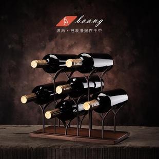 轻客厅收纳实木瓶酒杯红酒奢的架子红酒展示架架现代放倒挂摆件