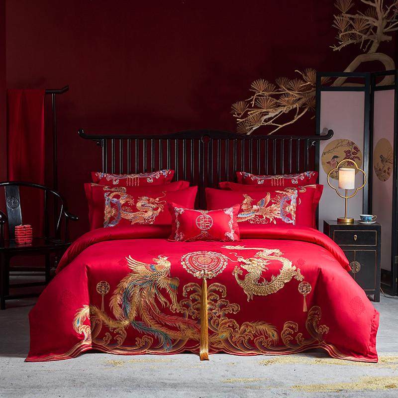 新龙凤结婚棉件套全/婚礼6床上用品囍婚庆件套多大红/被刺绣108四,床上用品,婚庆床品套件,淘宝优惠券,粉丝福利购,淘宝优惠卷
