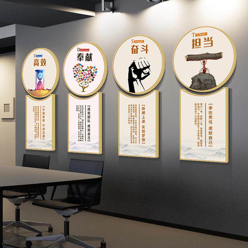 办公室圆形字画挂画公司学校企业文化形象墙过道会议室励志装饰画