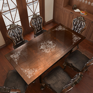 印花垫桌布玻璃免洗防软餐桌水晶板透明中式pvc新茶几防水桌面油