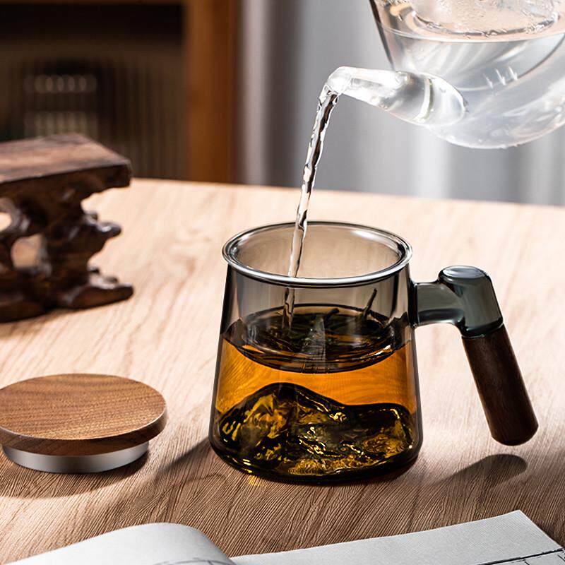 泡茶杯男士个人办公室茶道杯喝茶水杯过滤花茶杯玻璃茶杯