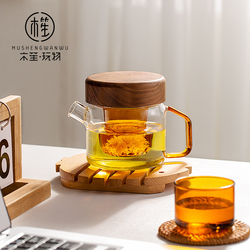 木笙玩物花茶壶玻璃壶耐高温过滤泡茶水壶家用日式下午茶茶具套装