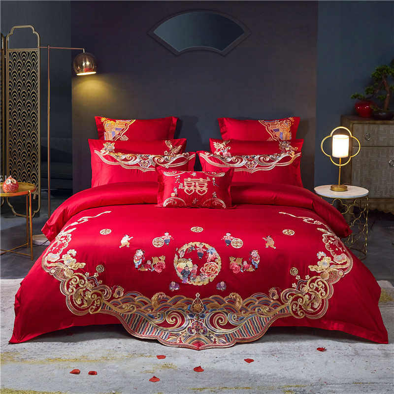 新龙凤结婚棉件套全/婚礼6床上用品囍婚庆件套多大红/被刺绣108四,床上用品,婚庆床品套件,淘宝优惠券,粉丝福利购,淘宝优惠卷