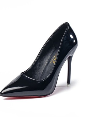 黑色优雅职业高h跟鞋尖头显瘦10cm细跟单鞋43大码42码33小码34女