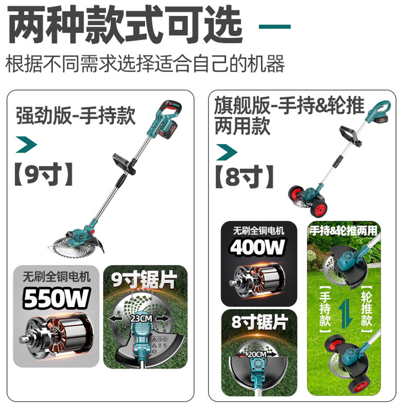 果园锂电割草机小型家q用园林电动充电式除草打草机草坪锄草机神