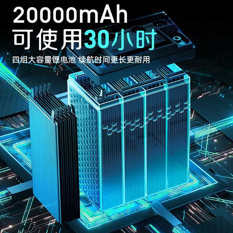 挂腰风扇双出风口大风力超长续航挂脖式电风扇工人工地随身小空调