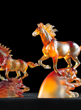 琉璃风云马摆件工艺品招财家x居客厅酒柜博古架书房办公室桌装饰