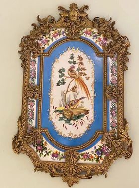 仿古做旧壁饰挂h画铜雕画框西洋画欧式复古瓷板画客厅装饰壁挂手