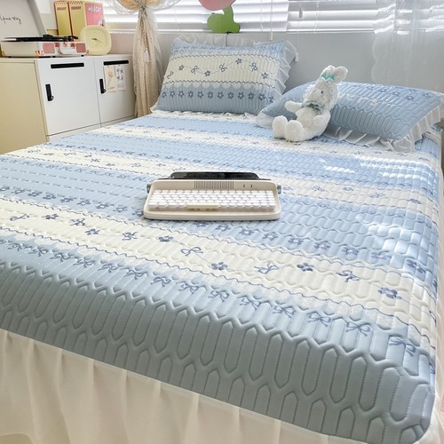 2023新款夏季床裙款乳胶凉席可水洗夏天冰丝席三件套空调席子床单