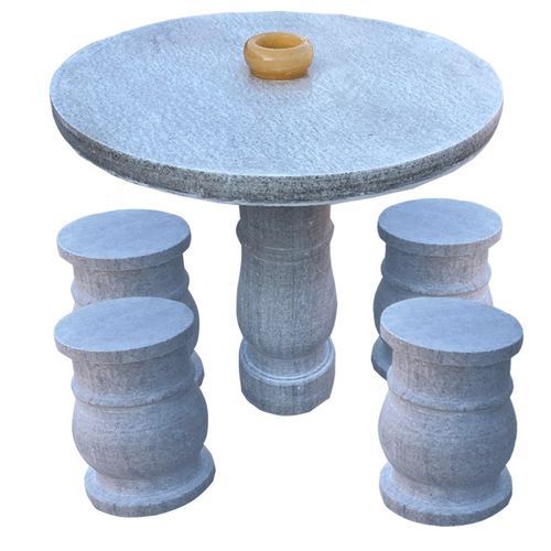 石桌石凳庭院花园天然大理石桌椅休闲户外桌子家用阳台圆桌石凳子