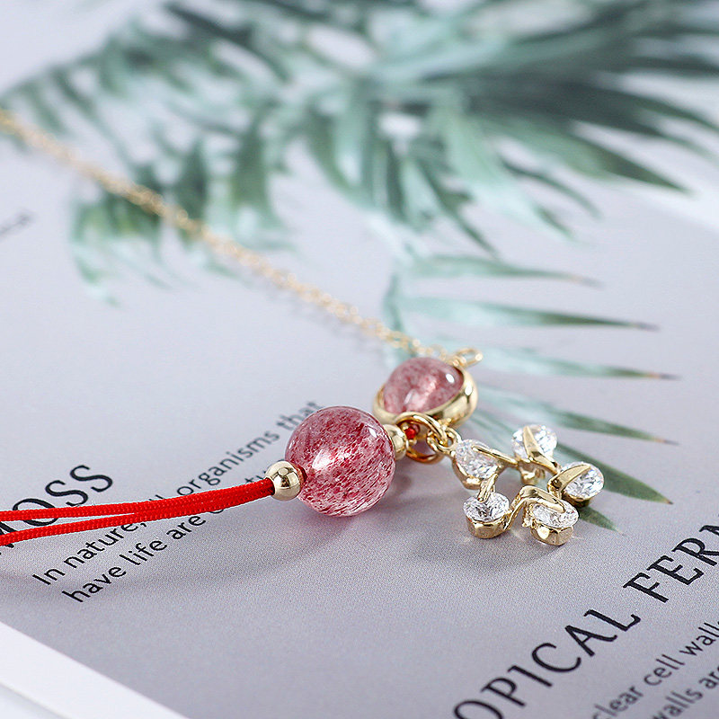 包金天然草莓晶红绳脚链女韩版简约个性J学生脚踝链闺蜜森系冷淡,饰品/流行首饰/时尚饰品新,脚链,淘宝优惠券,粉丝福利购,淘宝优惠卷