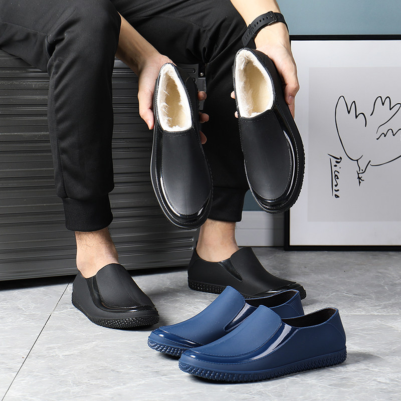 低帮雨鞋男休闲时尚短筒雨靴潮流男士鞋J平底防水加绒厚底水鞋防