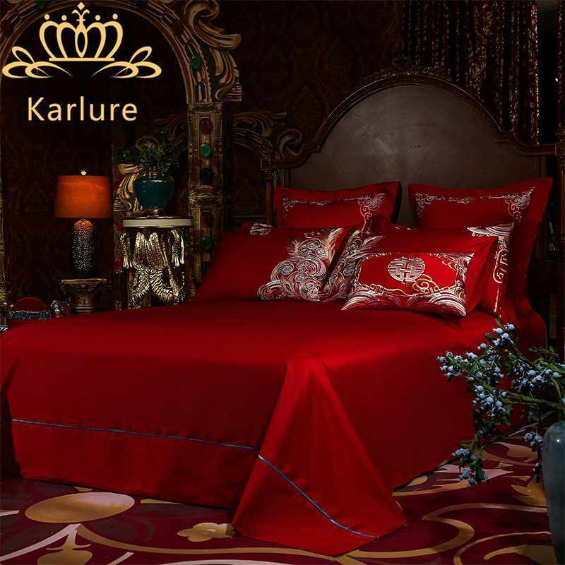 结婚床上用品四件套中u式婚礼奢华全棉床单龙凤婚庆床单,床上用品,婚庆床品套件,淘宝优惠券,粉丝福利购,淘宝优惠卷