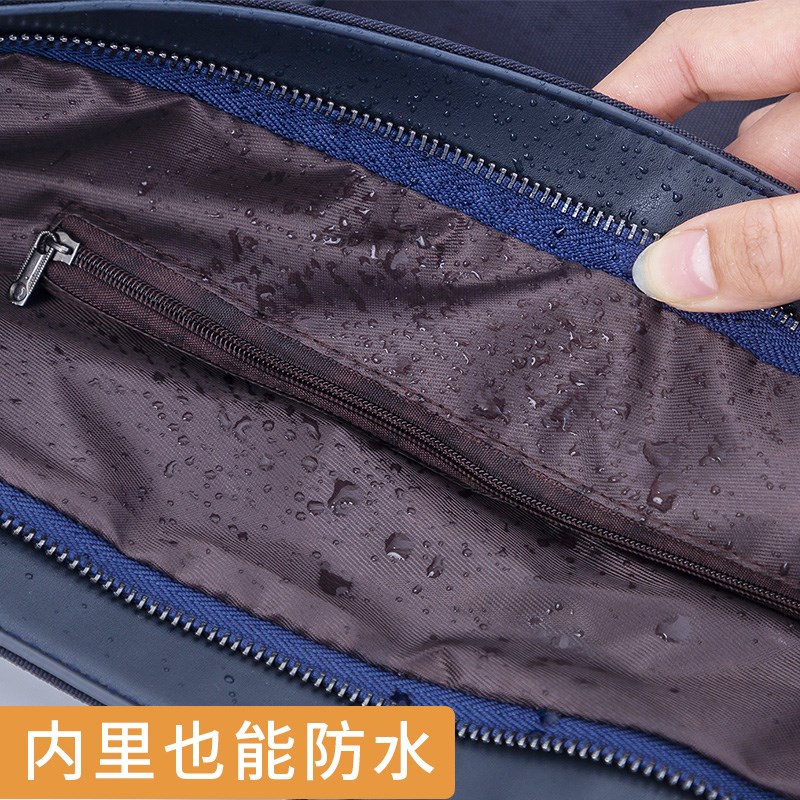 A4大容量简约时尚手提包帆布公文包斜跨男挎包单肩包会B议包文件