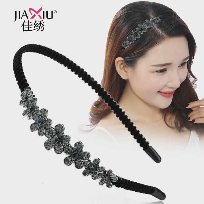 发箍女头箍水钻带齿o防滑简约B细发卡发夹成人压发洗脸头窟新品