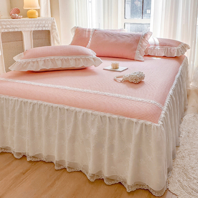 新款公主风蕾丝花边床裙款A类冰丝凉席三件套可水洗空调软席夏季,床上用品,冰丝席,淘宝优惠券,粉丝福利购,淘宝优惠卷