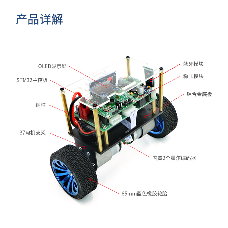 标准版STM32两轮平衡小车 双轮自平衡小车套件视频教程F1自控DIY