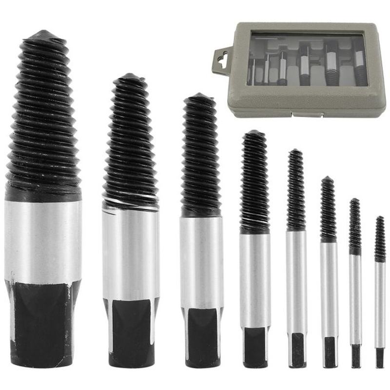 8Pcs/Set Screw Extractor Set Damaged Screw Removal Tools wit