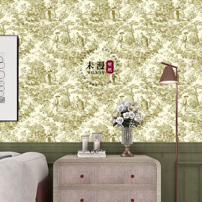 美式复古壁纸法式复古典人物客厅卧室沙发背景墙纸北欧民宿壁布