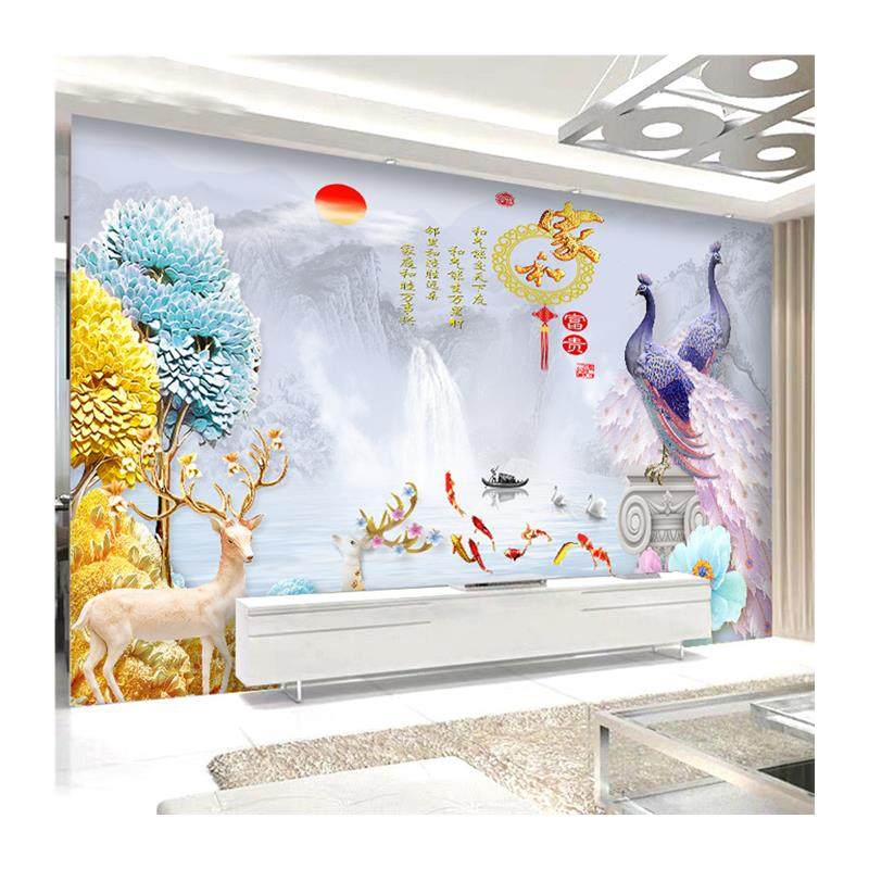 新款电视背景墙壁纸自粘壁纸2023新款影视墙壁画客厅装饰壁布大气