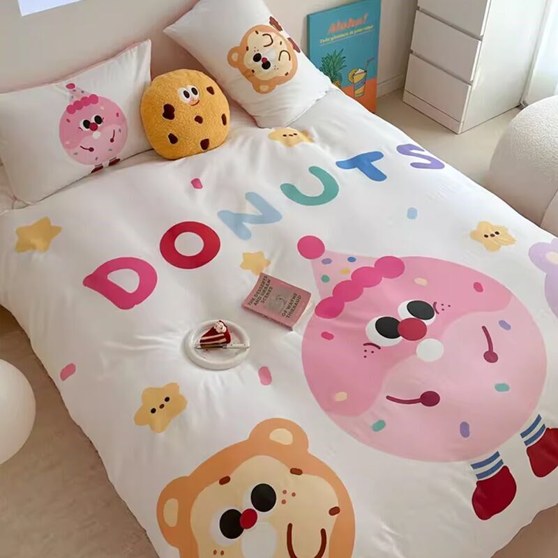可爱露营小动物儿童床上用品四件套全棉柔软被套卡通,床上用品,床品套件/四件套/多件套,淘宝优惠券,粉丝福利购,淘宝优惠卷